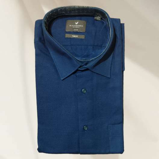 Blue Cotton Casual Shirt For Men